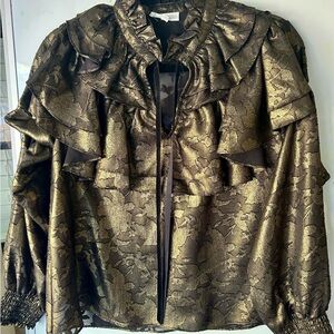 Luxurious Metallic Women's Blouse black and gold